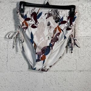 CALIA Women's High Waisted Ruched Side Tie Swim Bottoms, Multi, Large